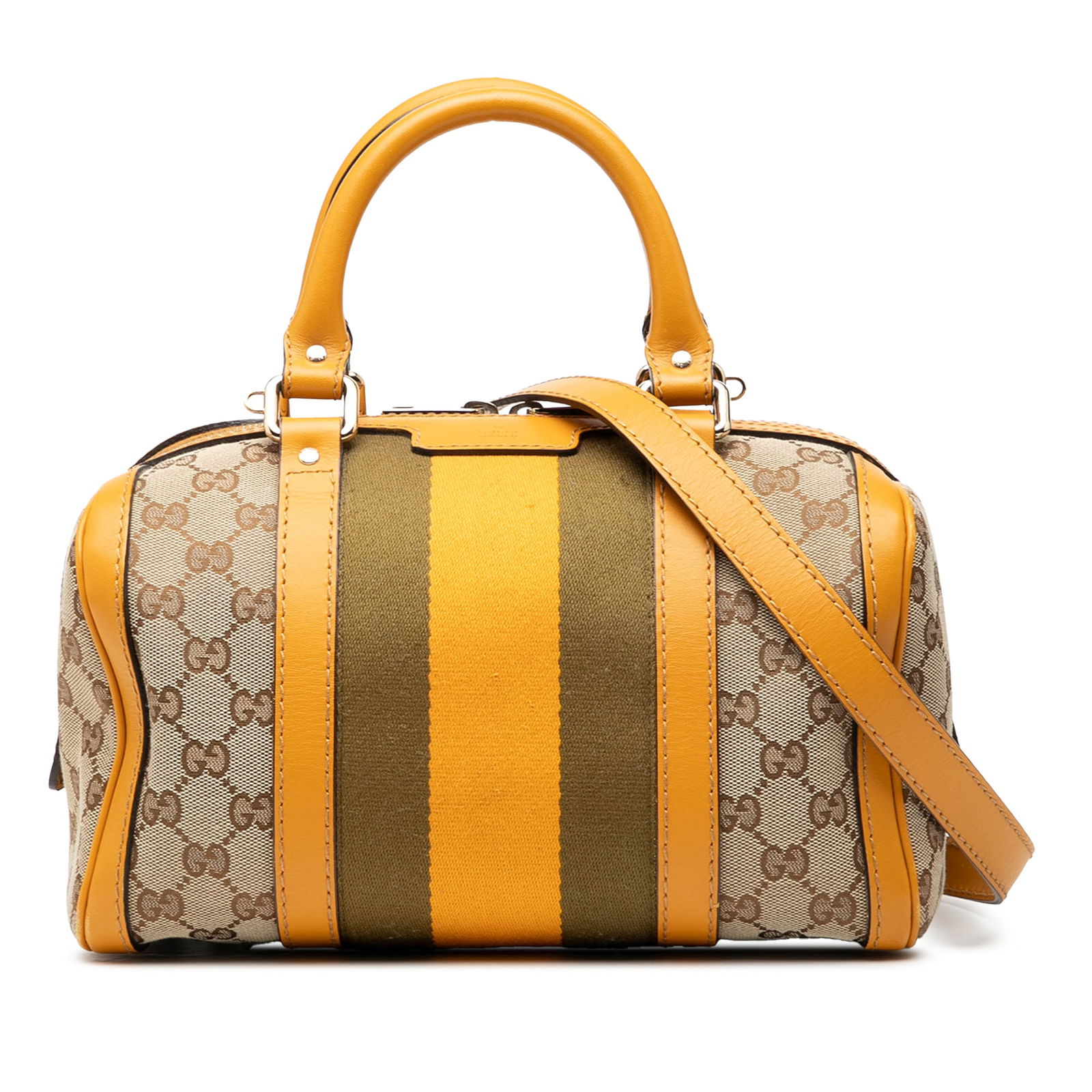 Gucci Joy Boston Small GG Canvas Satchel with Web Stripe and Leather Trim (1 of 7)