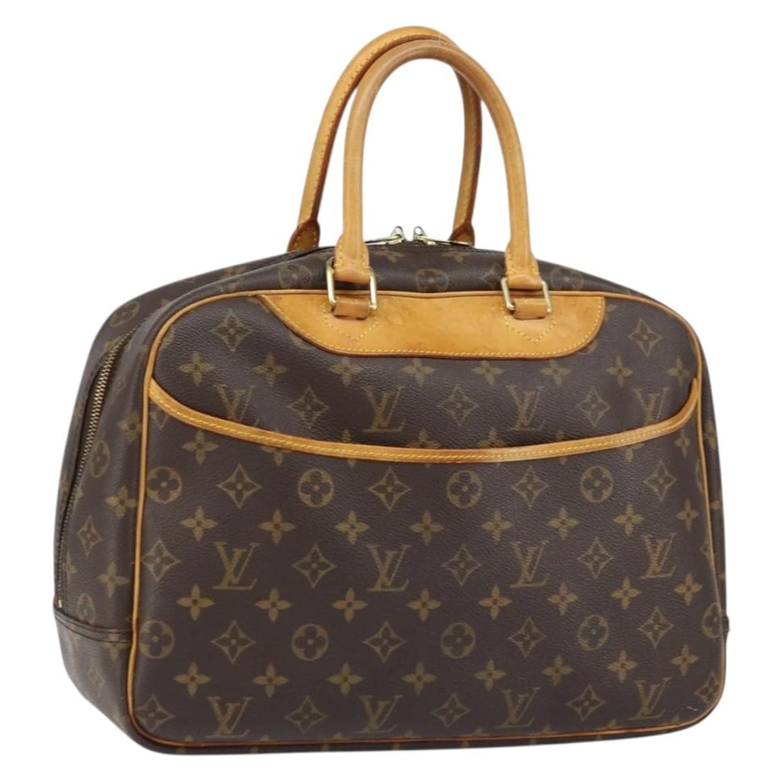 Louis Vuitton Deauville Brown Monogram Canvas Women's Bag France: Louis Vuitton Deauville Brown Monogram Canvas Women's Bag France This pre-owned Louis Vuitton Deauville handbag is crafted from brown monogram canvas and is designed for women. It shows significant si