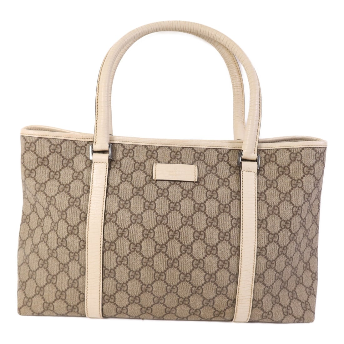 Gucci Tote Bag Brown and White GG Coated Canvas Silver Hardware (1 of 15)