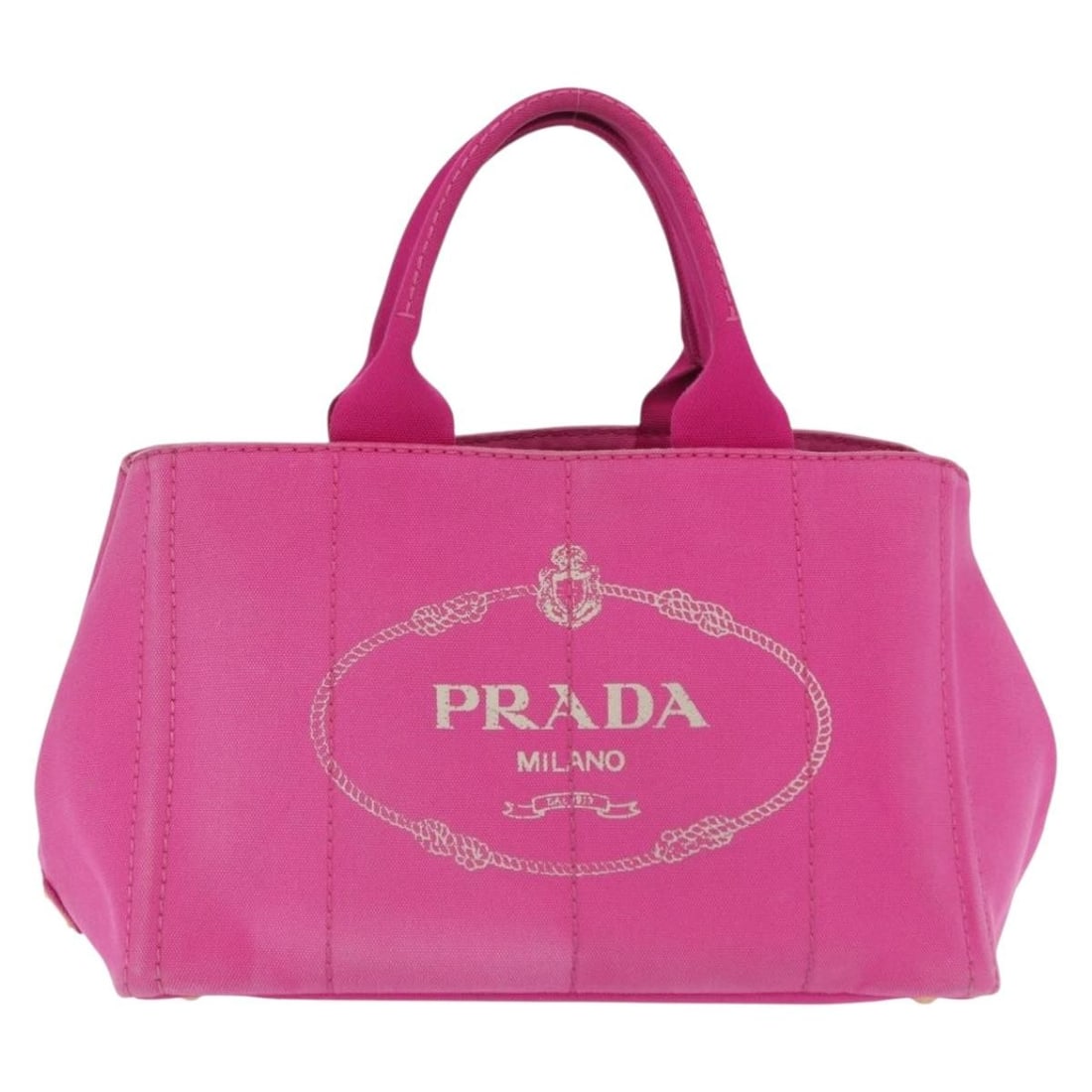 Prada Canapa Canvas Tote Bag Pink 34cm x 22cm x 22cm: Prada Canapa Canvas Tote Bag Pink 34cm x 22cm x 22cm This Prada Canapa Open Tote is crafted from pink canvas designed for women. The tote features metal fittings and includes interior and exterior poc