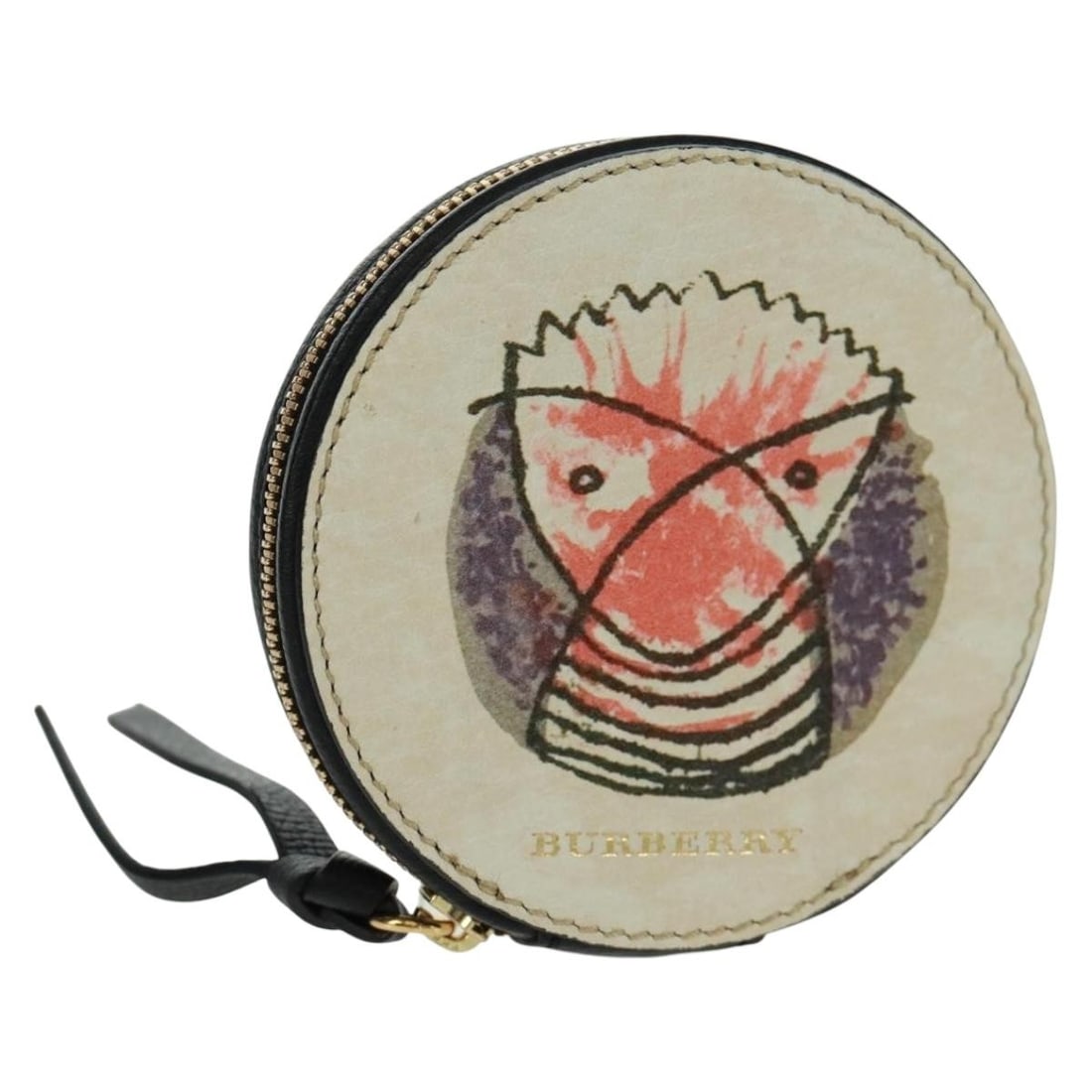 White and Gold Leather Coin Purse by Burberry with Dust Bag and Box: White and Gold Leather Coin Purse by Burberry with Dust Bag and Box This Burberry coin purse is crafted from white and gold leather, offering a sleek and stylish accessory for organizing small essenti