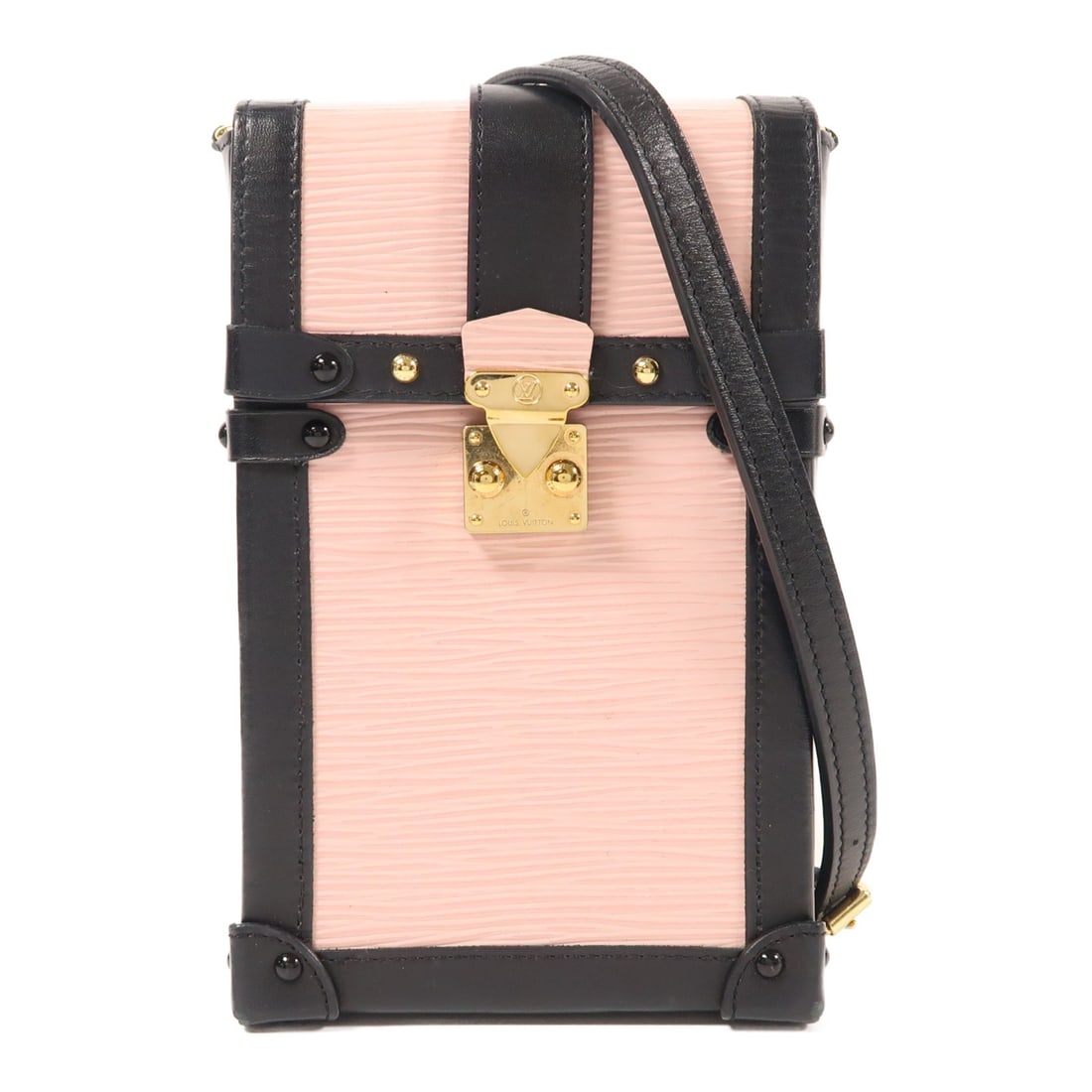Pochette Trunk Shoulder Bag by Louis Vuitton Pink Calfskin M67872 Gold Hardware: Pochette Trunk Shoulder Bag by Louis Vuitton Pink Calfskin M67872 Gold Hardware This exquisite Louis Vuitton Pochette Trunk Shoulder Bag is crafted from high-quality calfskin leather in a beautiful pi
