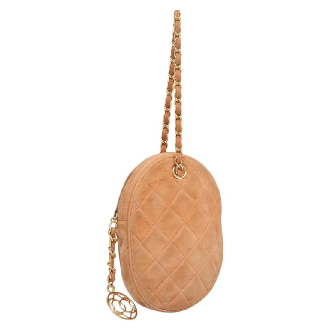 Coco Charm Wristlet Bag Suede Orange by Chanel: Coco Charm Wristlet Bag Suede Orange by Chanel This Chanel Coco Charm Wristlet Pouch features a multicolor design crafted from suede. Designed for women, it includes a wristlet handle and metal fittin