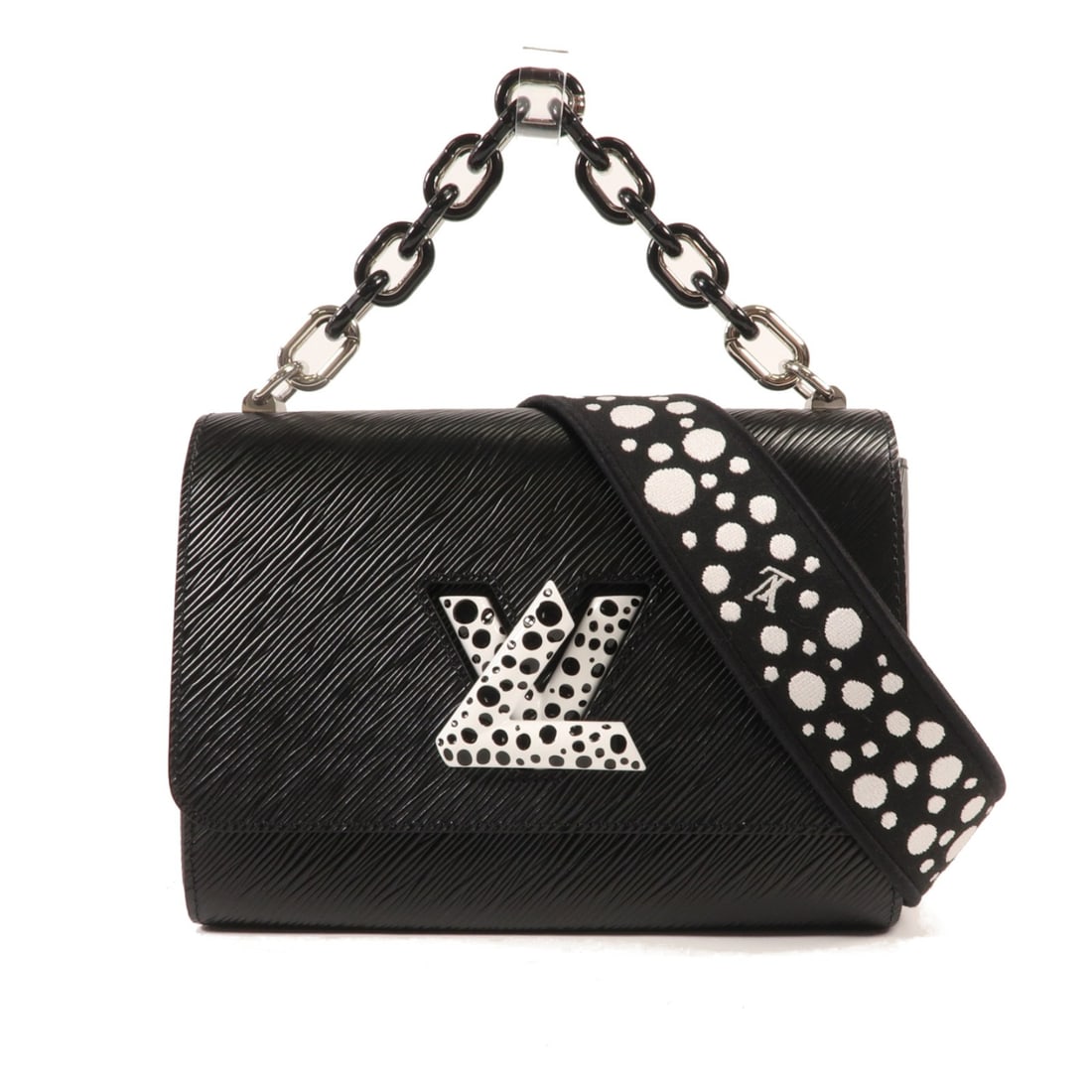 LOUIS VUITTON LV x YK Twist MM 2 Way Bag Epi Black M21694: LOUIS VUITTON LV x YK Twist MM 2 Way Bag Epi Black M21694 This Louis Vuitton Twist MM 2 Way Bag is a stylish and versatile accessory crafted from premium calfskin (cowhide) in a classic black color. T