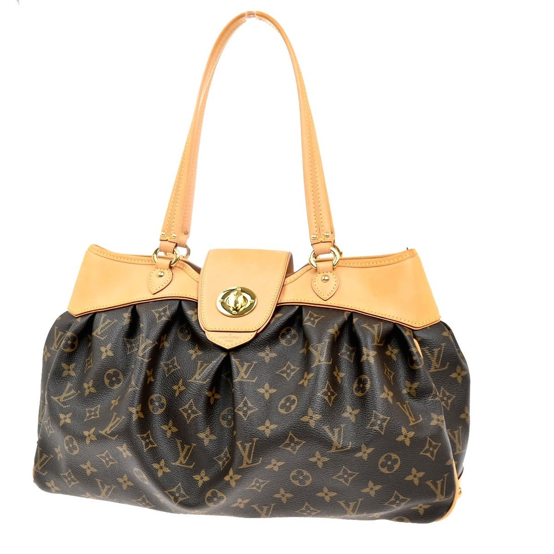 Louis Vuitton Boetie Brown Canvas Handbag 40cm by 26cm by 13cm: Louis Vuitton Boetie Brown Canvas Handbag 40cm by 26cm by 13cm This Louis Vuitton Boetie handbag features the iconic monogram canvas in a brown color. Designed for women, it combines classic style wit
