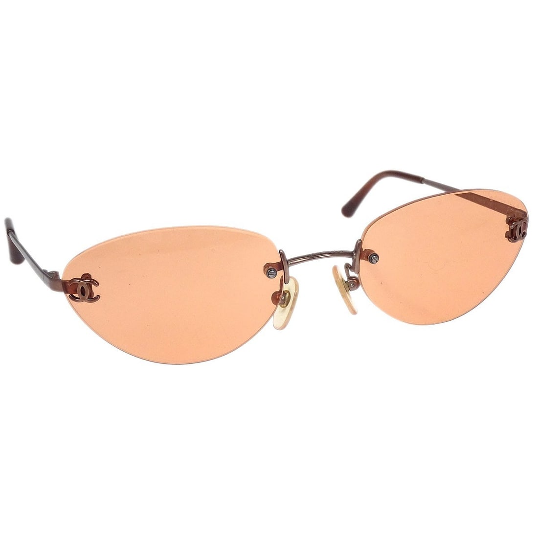 Chanel Orange Metal Logo CC Women's Sunglasses: Chanel Orange Metal Logo CC Women's Sunglasses These Chanel Logo CC sunglasses feature a stylish orange metal frame designed for women. Crafted in Italy, they are in very good condition with minor sig
