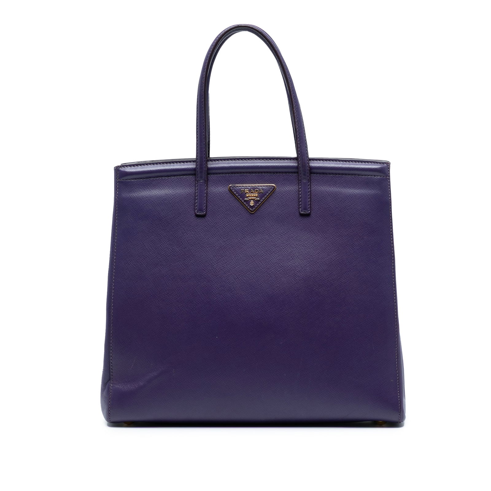 Prada Saffiano Lux Purple Leather Satchel with Dust Bag: Prada Saffiano Lux Purple Leather Satchel with Dust Bag Elevate your style with the Prada Saffiano Lux Satchel, a stunning blend of luxury and functionality. Crafted from premium saffiano leather, thi