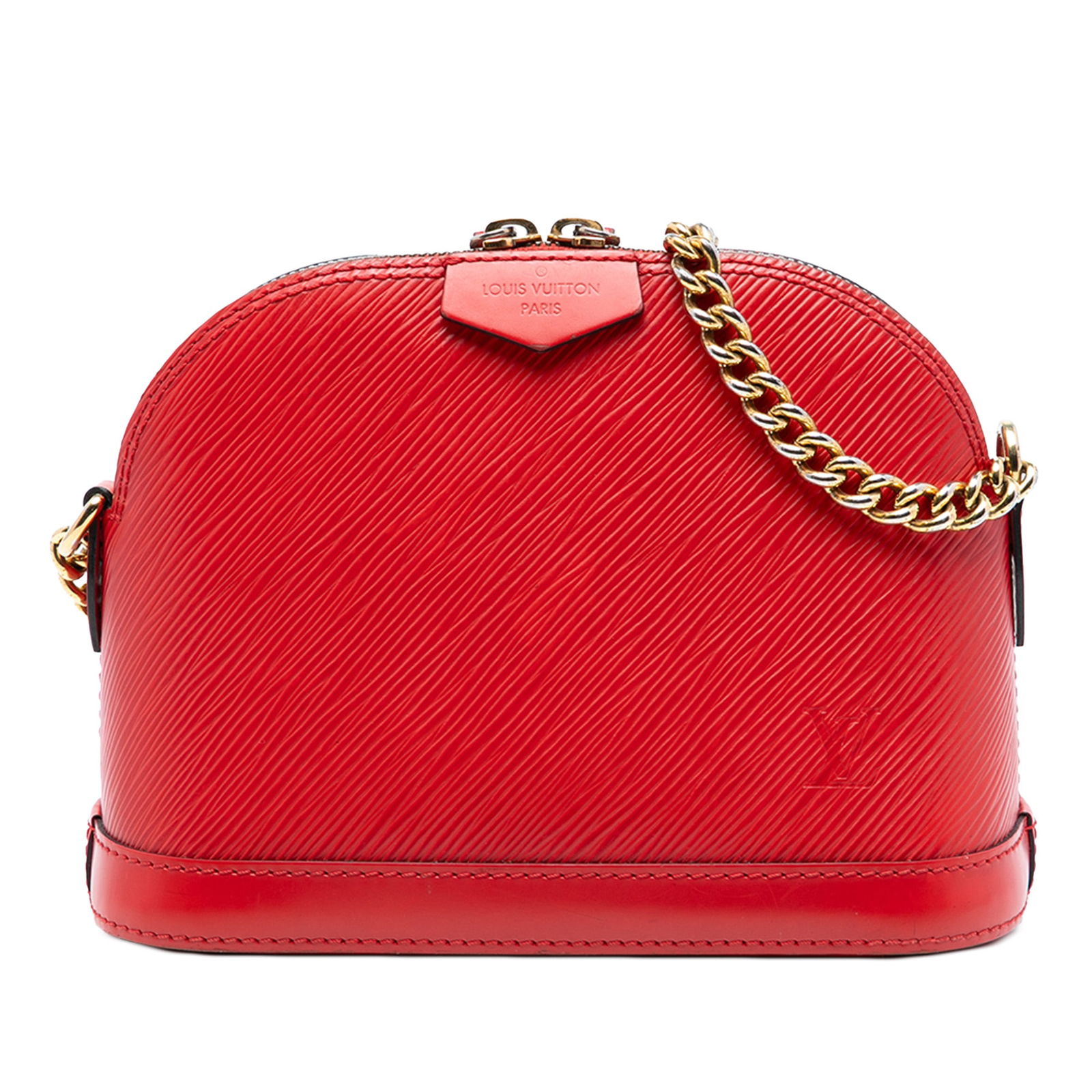 Louis Vuitton Mini Alma Red Epi Leather Bag with Chain Strap (1 of 7)