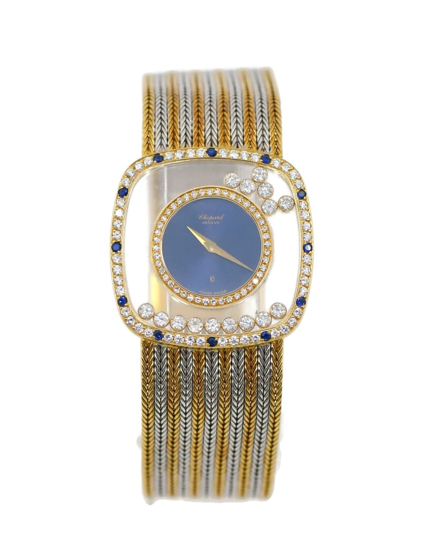 Chopard Happy Diamonds 18K Tri-Color Gold Quartz Watch 2186 with Box: Chopard Happy Diamonds 18K Tri-Color Gold Quartz Watch 2186 with Box This exquisite Chopard Happy Diamonds wristwatch features a stunning 18K tri-color gold design, perfect for adding a touch of elega