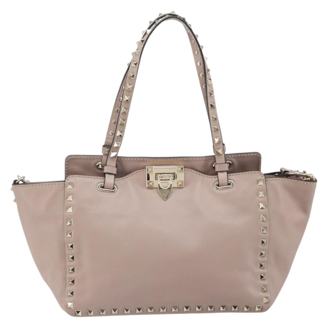 Pink Leather Valentino Garavani Rockstud Soft Tote Bag: Pink Leather Valentino Garavani Rockstud Soft Tote Bag This Valentino Garavani Rockstud Tote is crafted from soft pink leather and features signature Rockstud metal fittings. Designed for women, the t