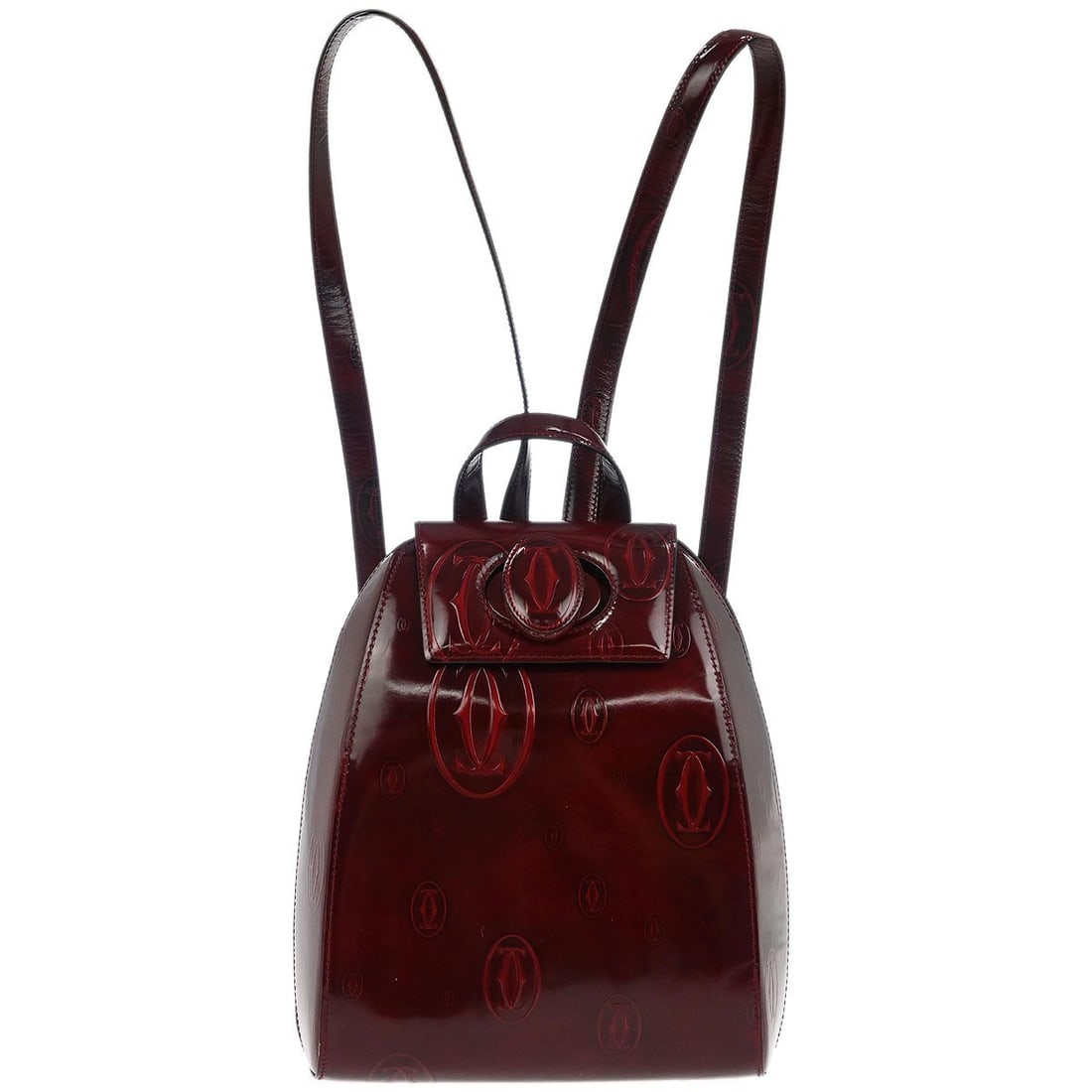 Cartier Bordeaux Leather Happy Birthday Backpack Medium: Cartier Bordeaux Leather Happy Birthday Backpack Medium This exquisite Cartier Bordeaux Patent Leather Happy Birthday Backpack combines luxury and functionality. Designed for casual occasions, this me