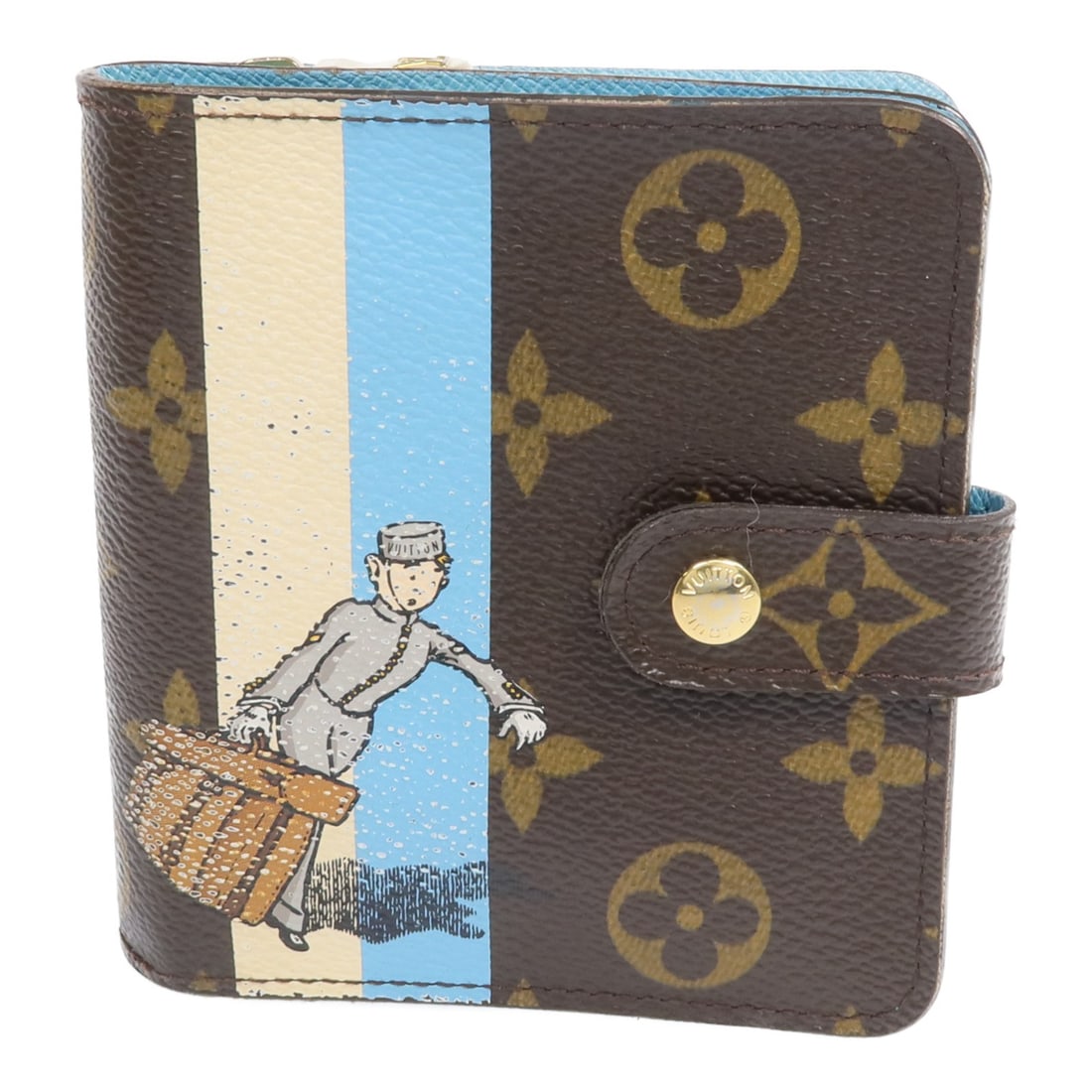 Monogram Groom Brown Bi-fold Wallet by Louis Vuitton M60036 with Gold Hardware: Monogram Groom Brown Bi-fold Wallet by Louis Vuitton M60036 with Gold Hardware This Louis Vuitton compact zip wallet features the iconic Monogram Groom pattern in brown PVC coated canvas. Designed in