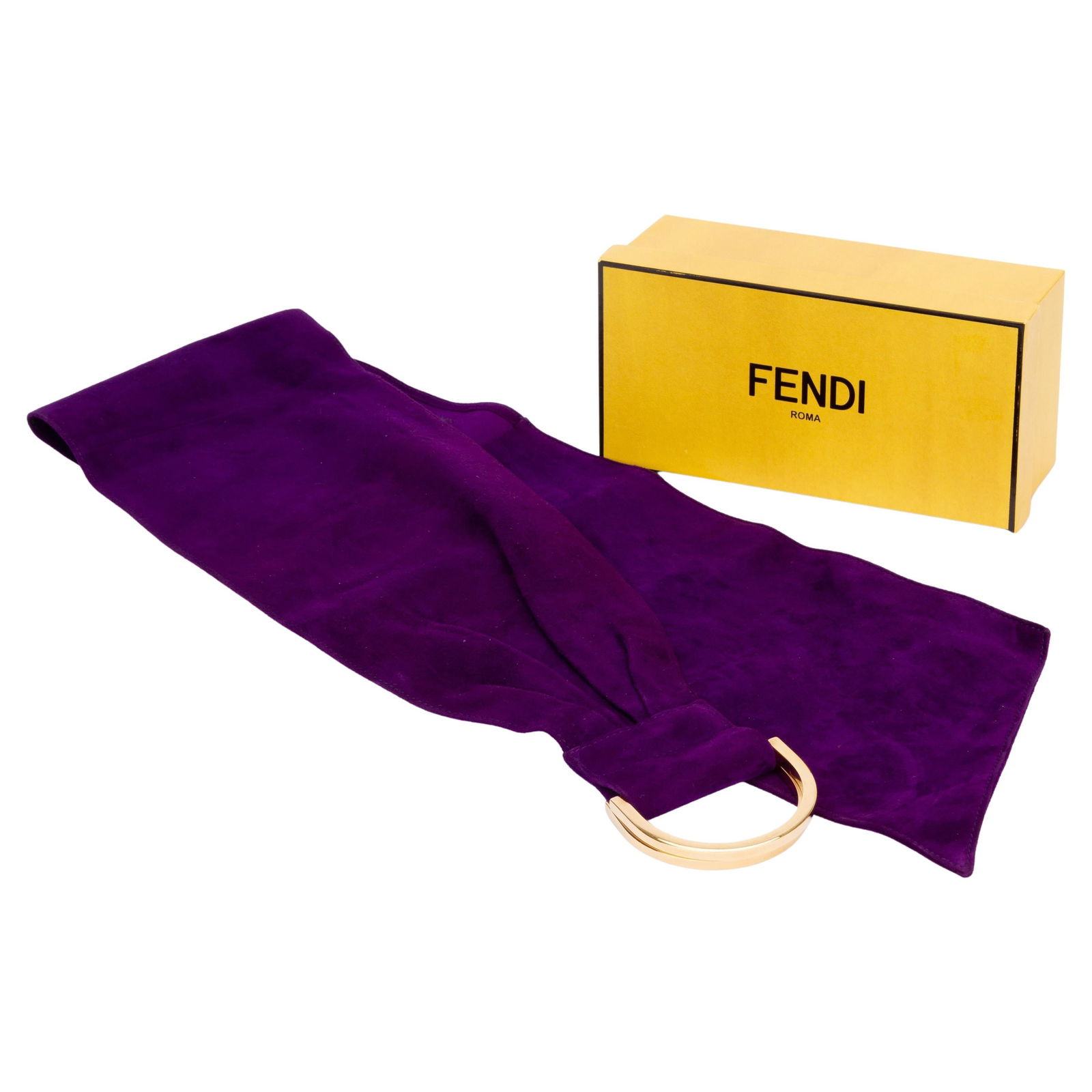 Fendi Vintage Wide Purple Suede Belt Made in Italy: Fendi Vintage Wide Purple Suede Belt Made in Italy Elevate your fashion statement with this stunning Fendi Vintage Wide Purple Suede Belt. Crafted in Italy, this exquisite belt features a luxurious su