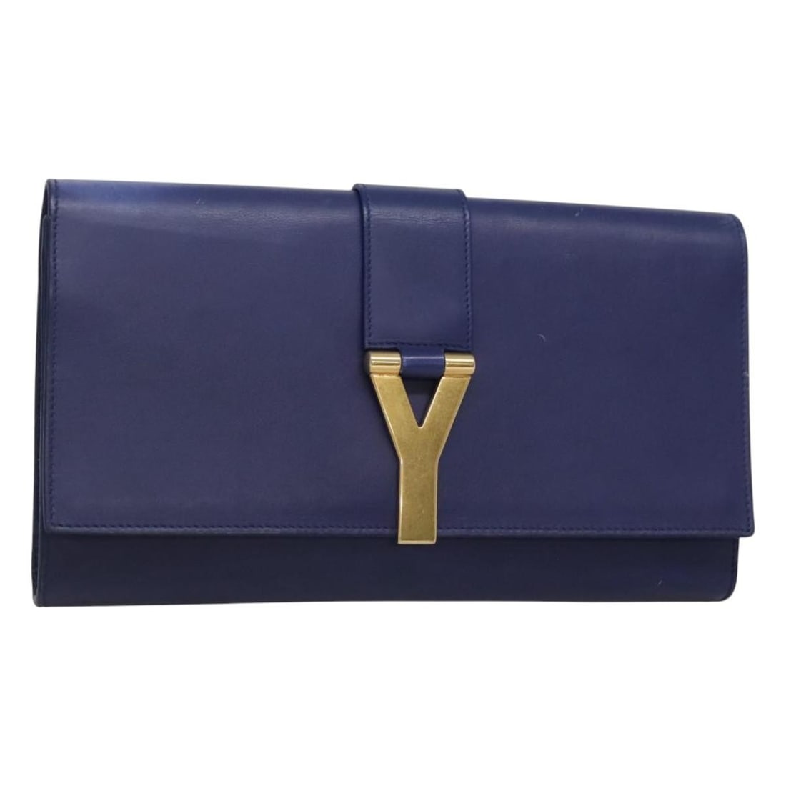 Blue Leather Saint Laurent Chyc Clutch Bag for Women: Blue Leather Saint Laurent Chyc Clutch Bag for Women This Saint Laurent Chyc Clutch is crafted from blue leather and designed for women. It features slight rubbing and minor stains on the exterior and