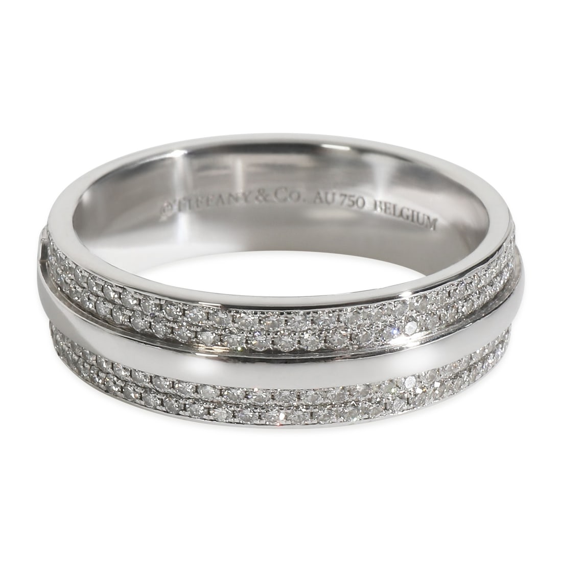 Tiffany & Co. 18k White Gold Diamond Tiffany T Wide Ring 0.57ct: Tiffany & Co. 18k White Gold Diamond Tiffany T Wide Ring 0.57ct Experience the elegance of the Tiffany & Co. White Gold Diamond Tiffany T Wide Ring, a stunning piece featuring a round brilliant diamon