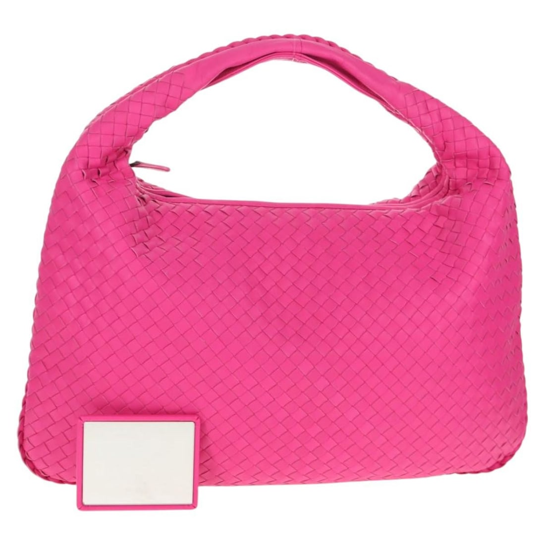 Bottega Veneta Intrecciato Pink Silver Leather Hobo Shoulder Bag Auth 143824V: Bottega Veneta Intrecciato Pink Silver Leather Hobo Shoulder Bag Auth 143824V This exquisite Bottega Veneta Intrecciato Hobo Shoulder Bag combines luxury and practicality with its elegant pink and sil