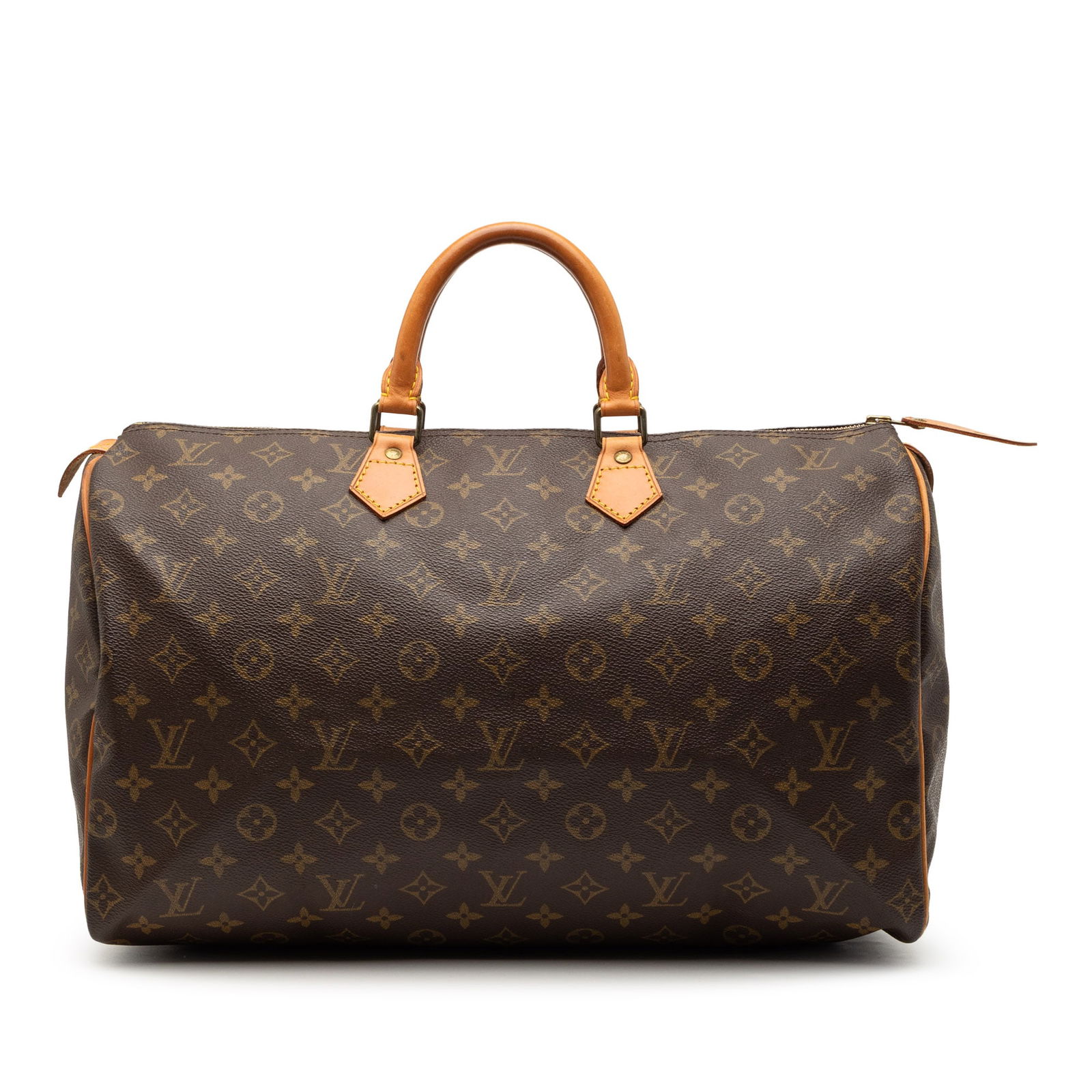Louis Vuitton Speedy 40 Brown Monogram Canvas Handbag with Leather Handles (1 of 7)