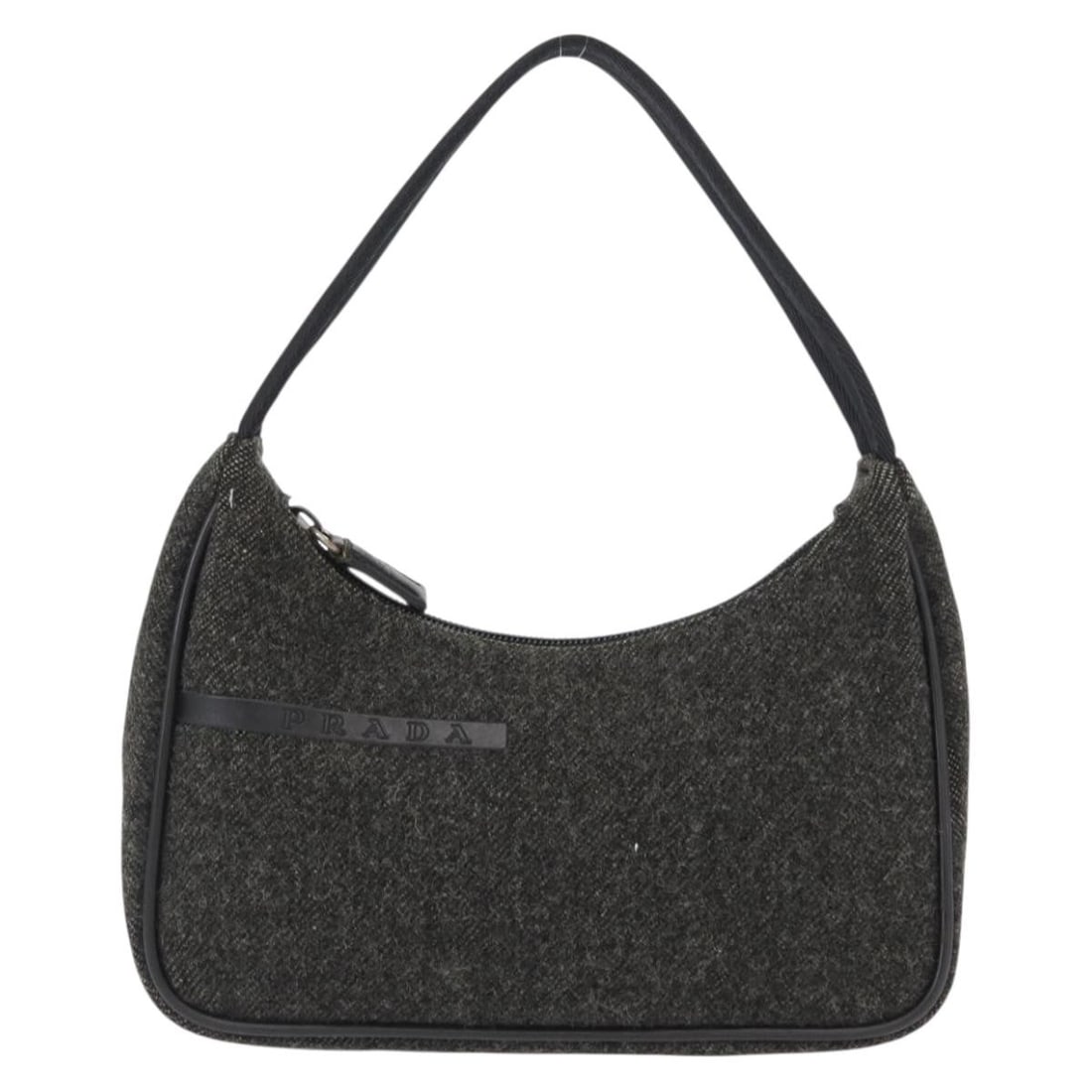 Prada Wool Hobo Bag Re-Edition 2000 Gray 23cm x 14cm x 6cm: Prada Wool Hobo Bag Re-Edition 2000 Gray 23cm x 14cm x 6cm This Prada Re-Edition 2000 Hobo bag is crafted from gray wool and designed for women. It features metal fittings and a handle, both showing s