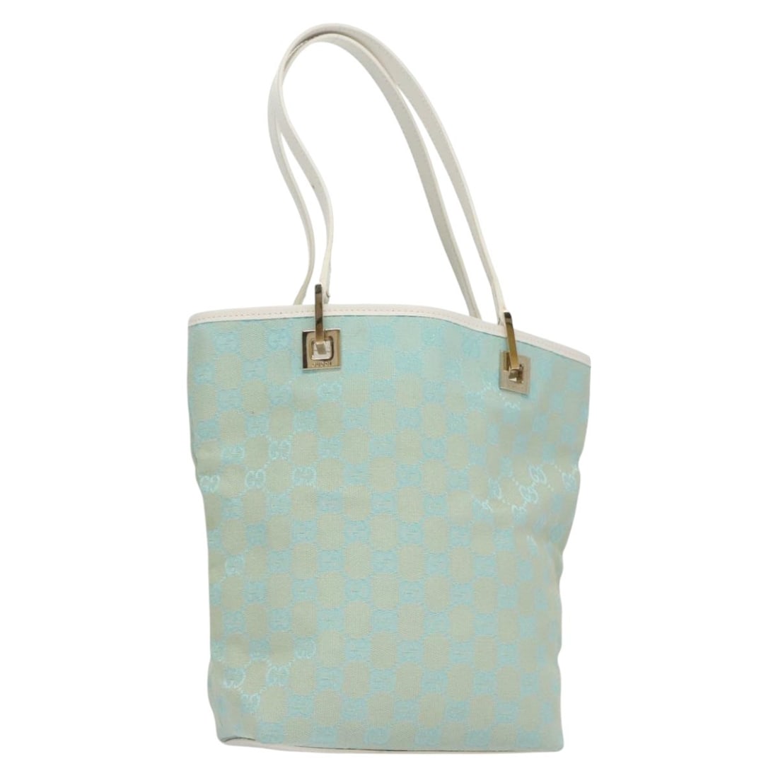 Blue GG Canvas Gucci Vintage Bucket Tote Handbag Italy 17cm x 23cm x 9cm: Blue GG Canvas Gucci Vintage Bucket Tote Handbag Italy 17cm x 23cm x 9cm This Gucci vintage bucket shopping tote is crafted from blue GG canvas, designed for women. The bag features a spacious interio
