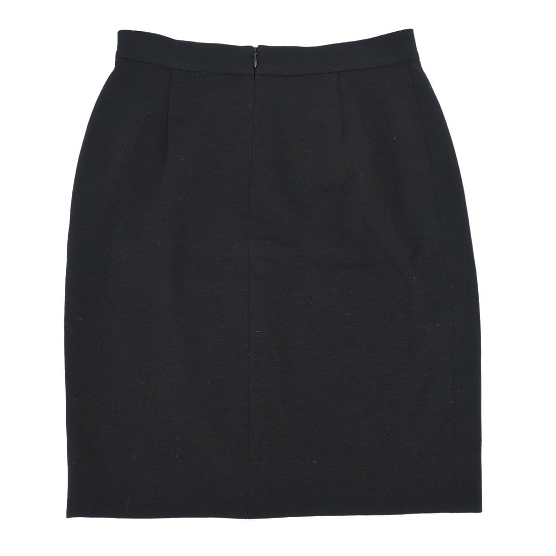 Chanel Knee Length Wool Blend Skirt Size 42 Black with Logo Accent - 2