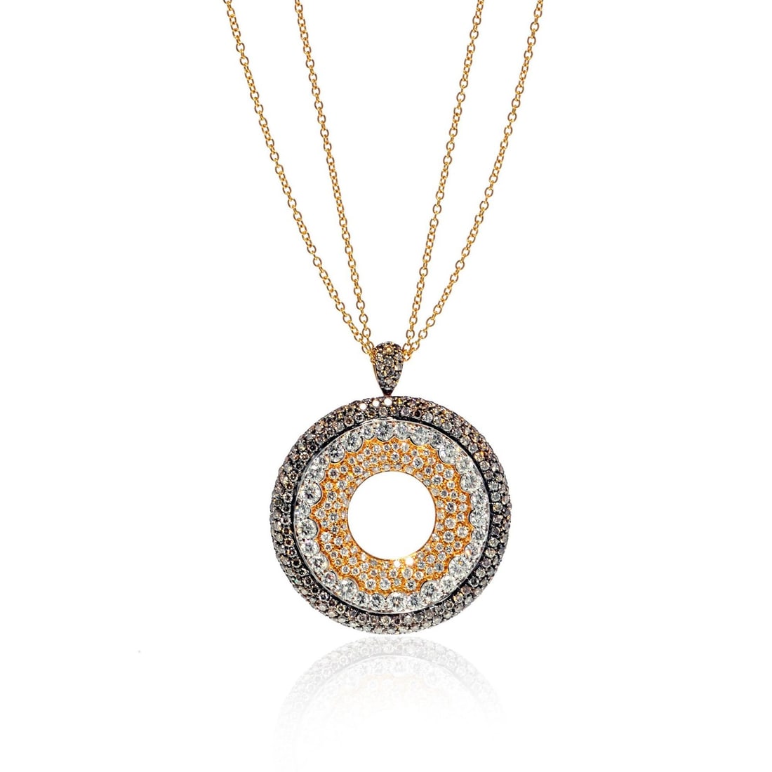 Luca Carati 18K Yellow Gold Diamond Pendant Necklace 6.82 Cttw: Luca Carati 18K Yellow Gold Diamond Pendant Necklace 6.82 Cttw Elevate your style with this exquisite Luca Carati long necklace, featuring a stunning pendant adorned with both white and brown diamonds