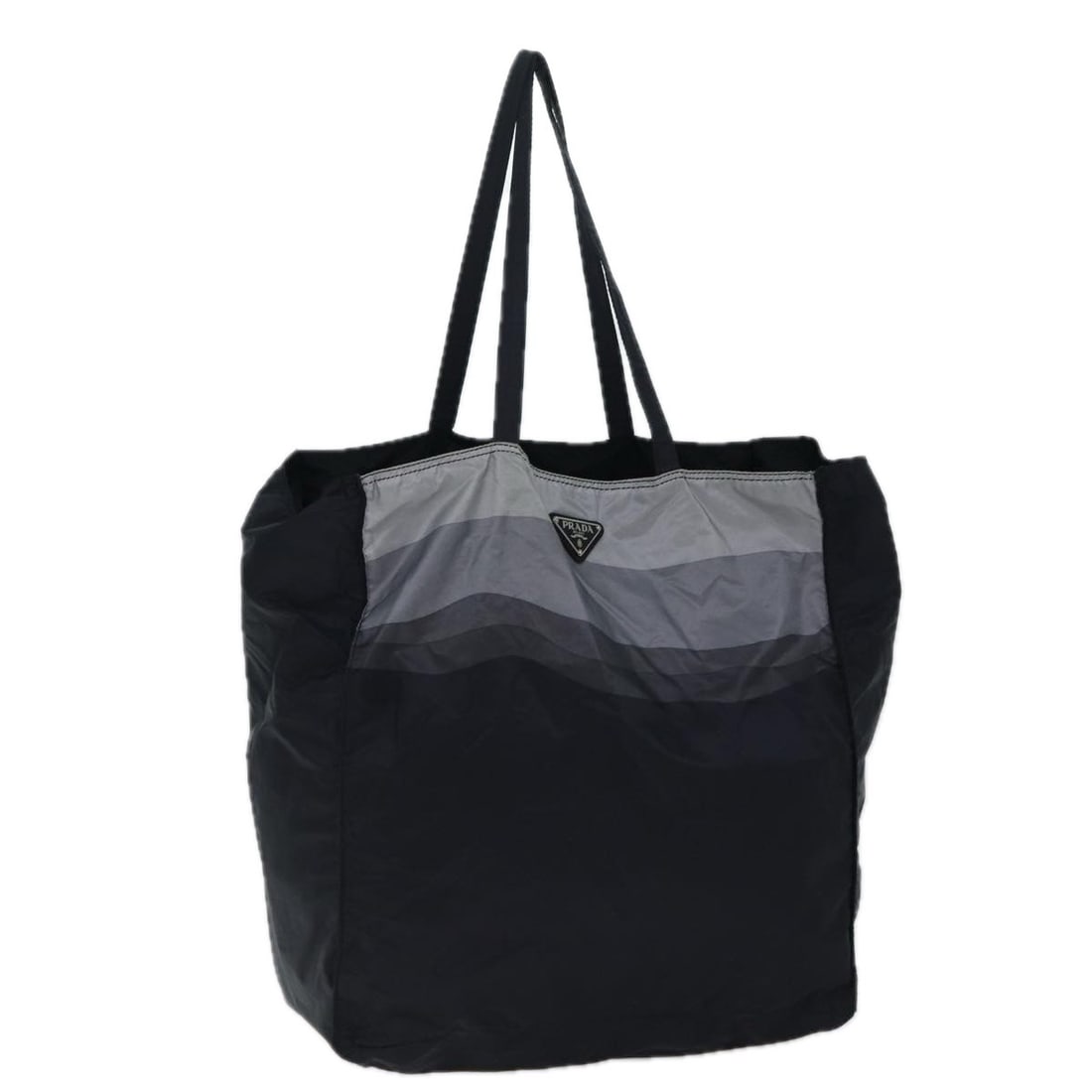 Prada Nylon Tote Bag with Side Pocket Black 35cm by 36cm: Prada Nylon Tote Bag with Side Pocket Black 35cm by 36cm This Prada Side Pocket Tote for women is crafted from durable black nylon with metal fittings. It features a spacious design with an outside si