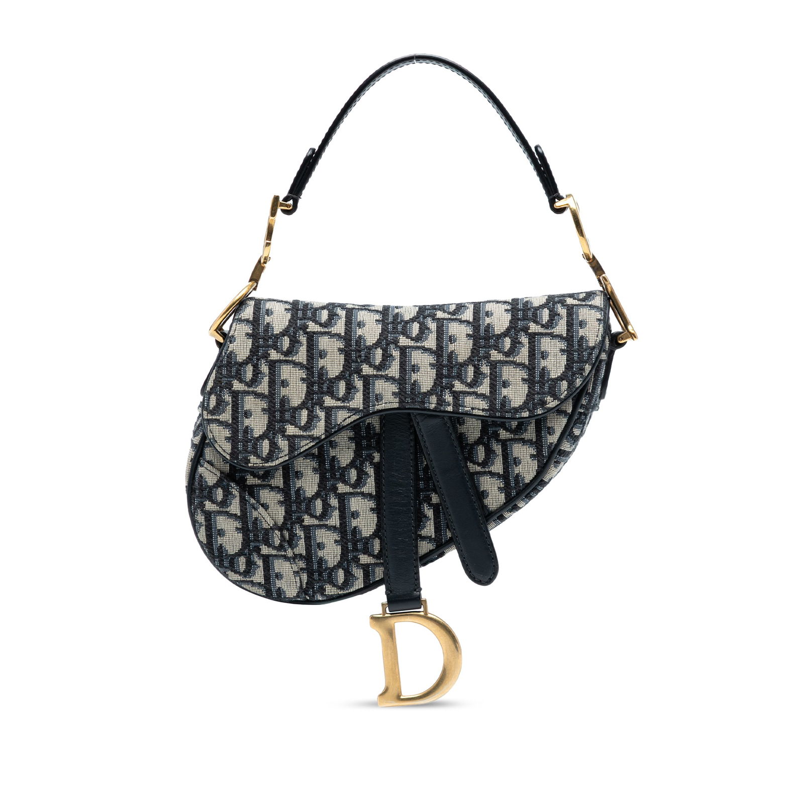 Dior Mini Oblique Blue Canvas Saddle Bag Italy (1 of 7)