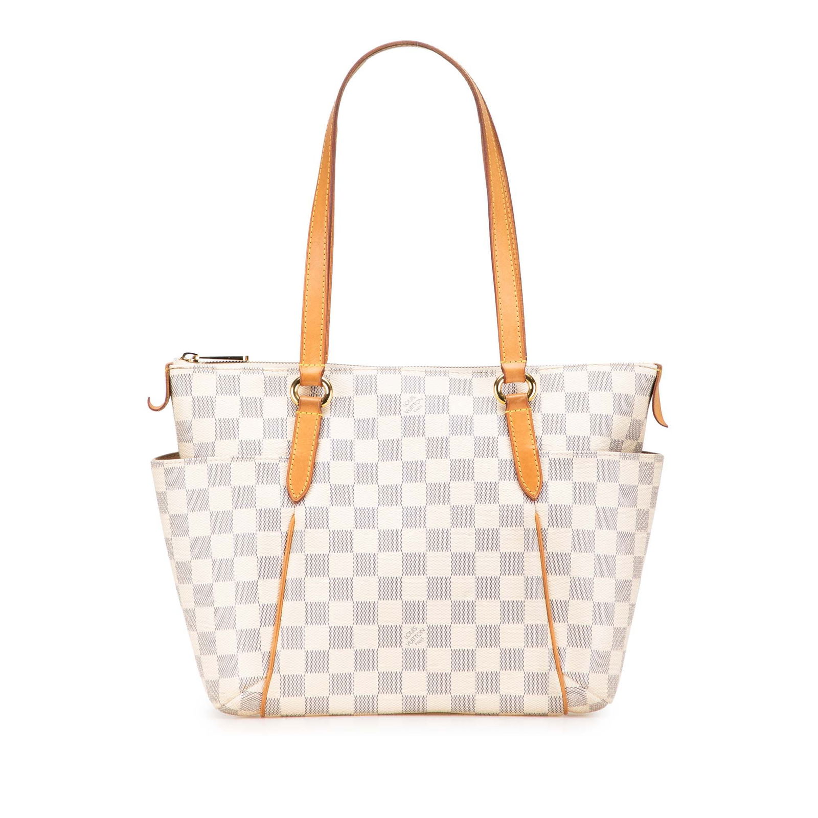 Louis Vuitton Damier Azur Totally PM Canvas Bag: Louis Vuitton Damier Azur Totally PM Canvas Bag The Louis Vuitton Damier Azur Totally PM is a stylish and practical handbag crafted from durable damier azur canvas, enhanced with vachetta leather trim