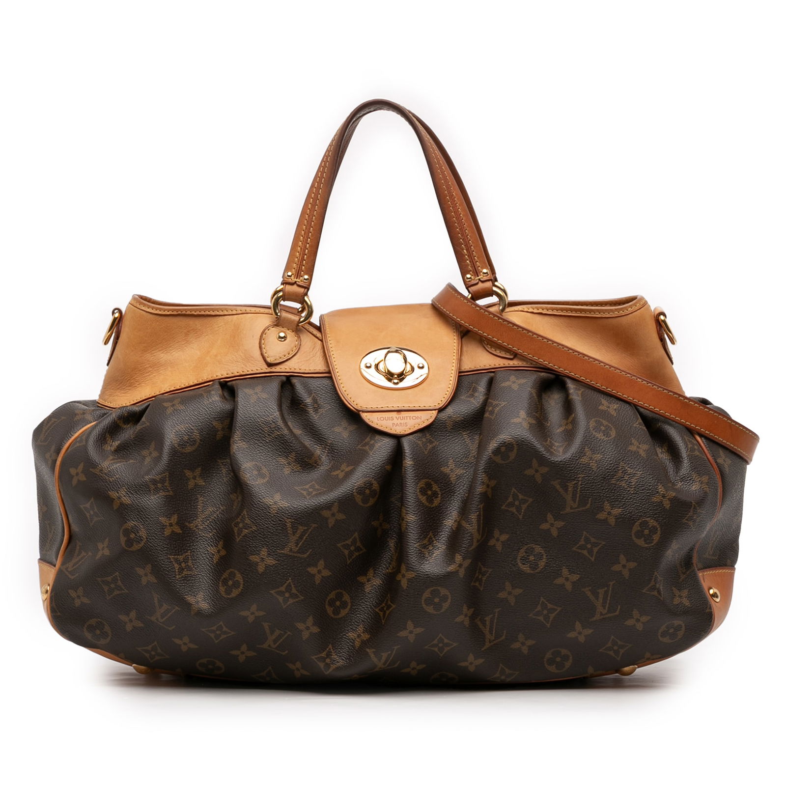Louis Vuitton Boetie GM Monogram Canvas Tote with Vachetta Leather Trim: Louis Vuitton Boetie GM Monogram Canvas Tote with Vachetta Leather Trim The Louis Vuitton Monogram Boetie GM is crafted from signature monogram canvas with vachetta leather trim and features flat vach