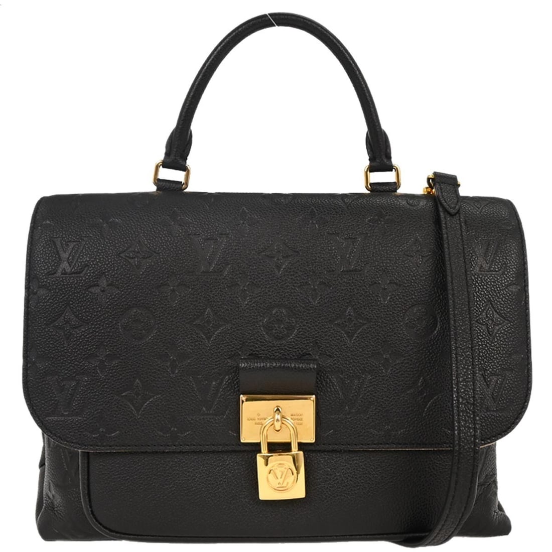 Black Leather Louis Vuitton Marignan Shoulder Bag: Black Leather Louis Vuitton Marignan Shoulder Bag The Louis Vuitton Marignan Handbag is crafted from black Empreinte leather and designed for women. This handbag features a spacious interior and a pra