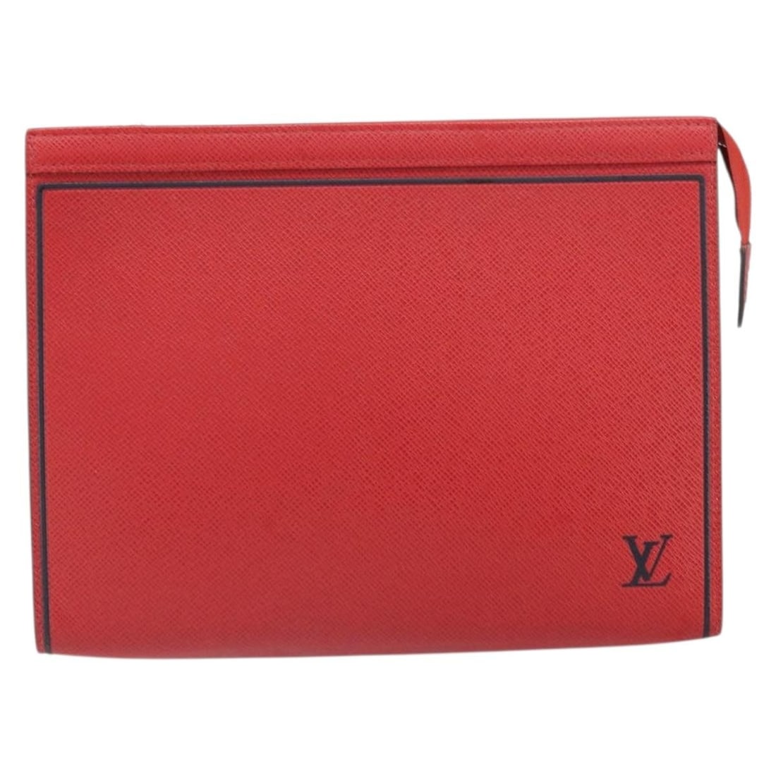 Red Taiga Leather Pochette Voyage from Louis Vuitton France: Red Taiga Leather Pochette Voyage from Louis Vuitton France This Louis Vuitton Pochette Voyage is crafted from red Taiga leather and designed for women. The pouch features a compact silhouette and is