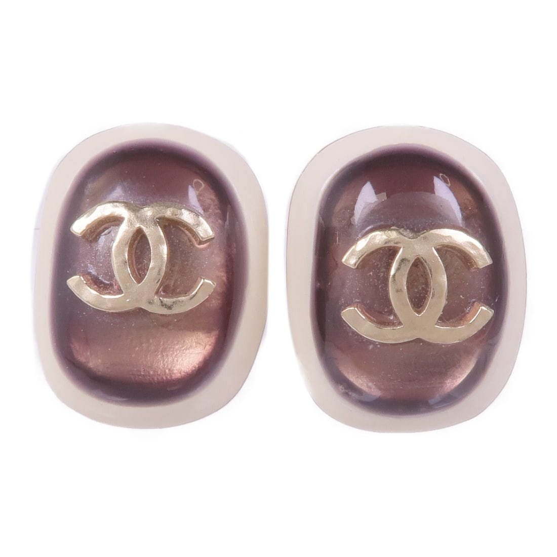 Red and White Metal Pierced Earrings by CHANEL CC: Red and White Metal Pierced Earrings by CHANEL CC These CHANEL CC pierced earrings feature a classic design crafted from metal in white and red tones. Made in France, these accessories offer a sophist