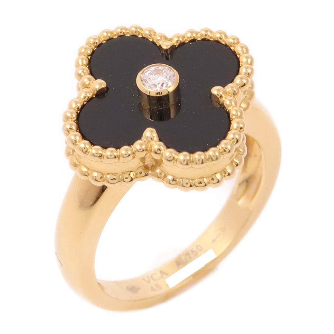 Van Cleef Arpels Vintage Alhambra Ring 18K Yellow Gold Black Design (1 of 9)