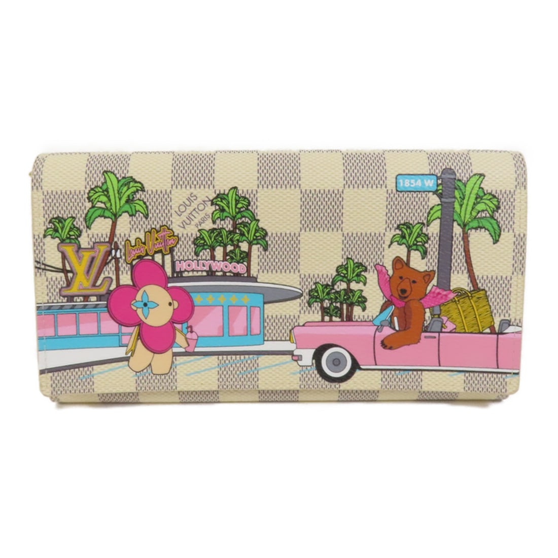 Vivienne Holiday Bifold Wallet Damier Azur White N60497 by Louis Vuitton: Vivienne Holiday Bifold Wallet Damier Azur White N60497 by Louis Vuitton This Louis Vuitton Vivienne Holiday long wallet features a bifold design crafted from durable PVC coated canvas in white Damier