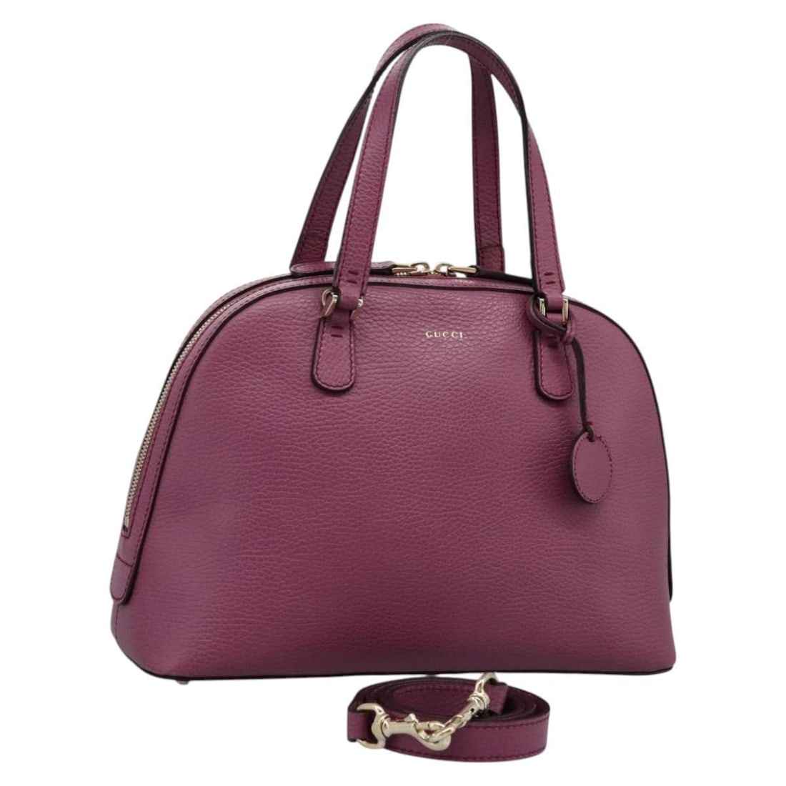 Pink Leather Lady Dollar Dome Satchel by Gucci 31cm x 21cm x 12cm: Pink Leather Lady Dollar Dome Satchel by Gucci 31cm x 21cm x 12cm This Gucci Lady Dollar Dome Satchel is crafted from pink leather, designed for female use. It features a dome shape with metal fitting