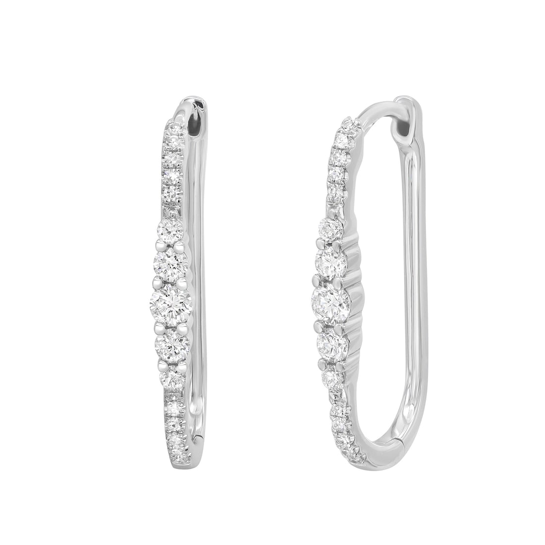 Rachel Koen 14K White Gold Diamond Oval Hoop Earrings 0.29Cttw: Rachel Koen 14K White Gold Diamond Oval Hoop Earrings 0.29Cttw Elevate your accessory collection with these stunning Rachel Koen Round Cut Diamond Oval Hoop Earrings. Crafted from high-polished 14K wh