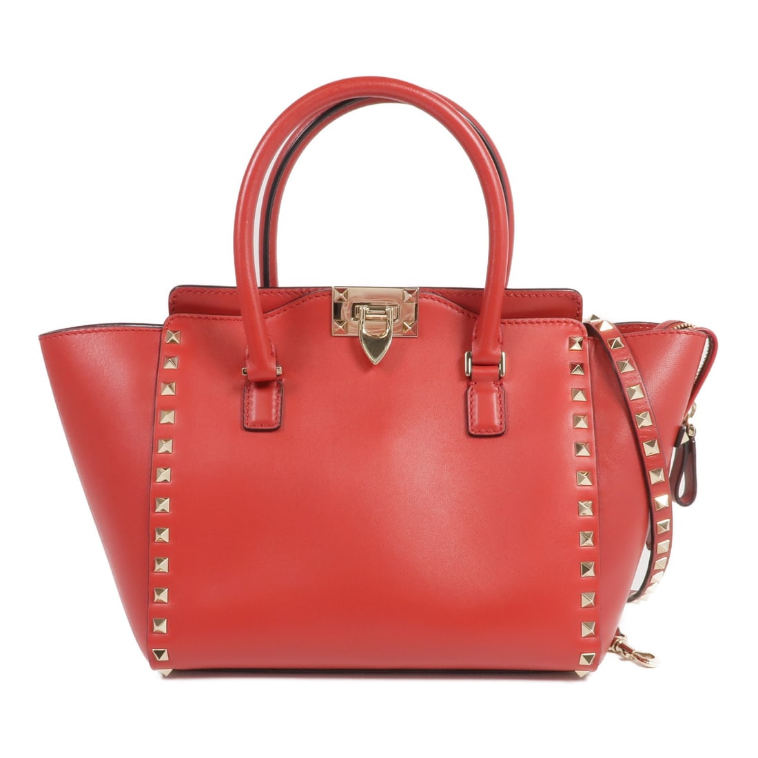 Valentino 2way Shoulder Bag Red Calfskin Leather GHW Italy: Valentino 2way Shoulder Bag Red Calfskin Leather GHW Italy Elevate your accessory collection with this exquisite Valentino 2way Shoulder Bag, crafted from premium calfskin leather in a striking red hu