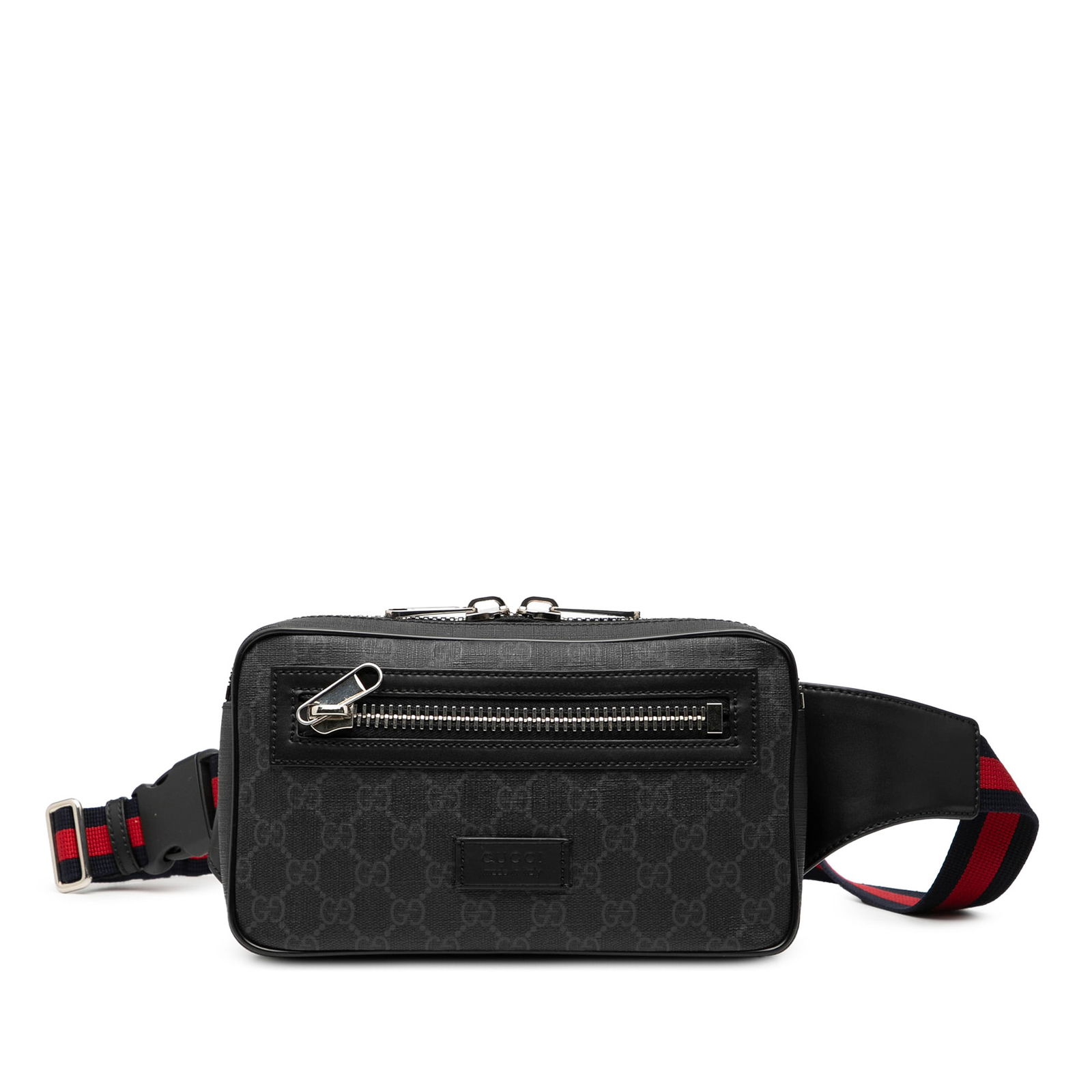 Gucci GG Supreme Web Small Canvas Belt Bag with Leather Trim: Gucci GG Supreme Web Small Canvas Belt Bag with Leather Trim This Gucci Small GG Supreme Web Belt Bag showcases a coated canvas body with leather trim. It features a flat leather and canvas waist stra