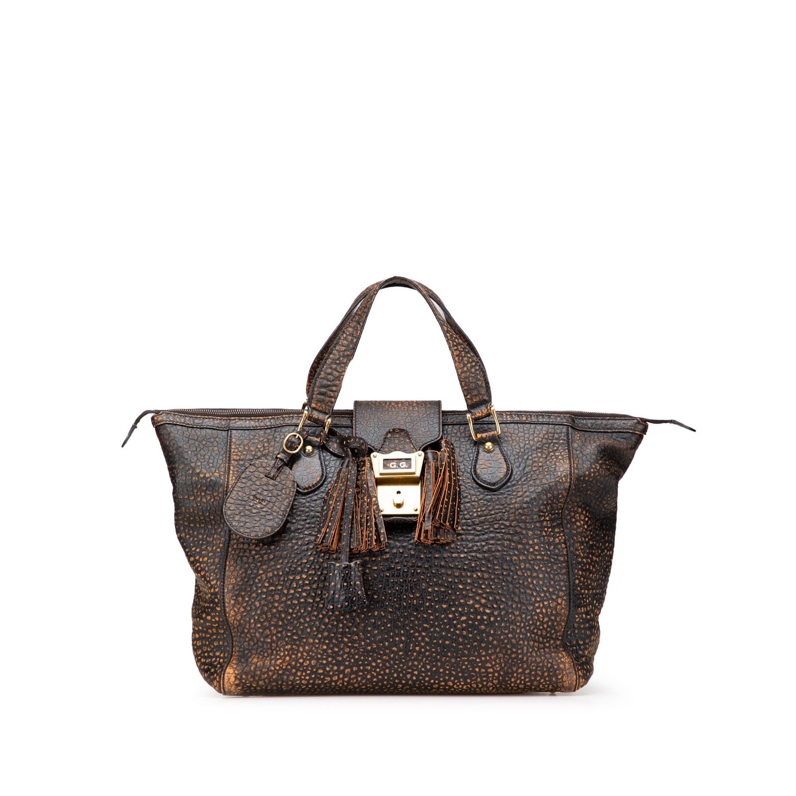 Gucci Embossed Leather Weekender Bag Brown Italy (1 of 12)