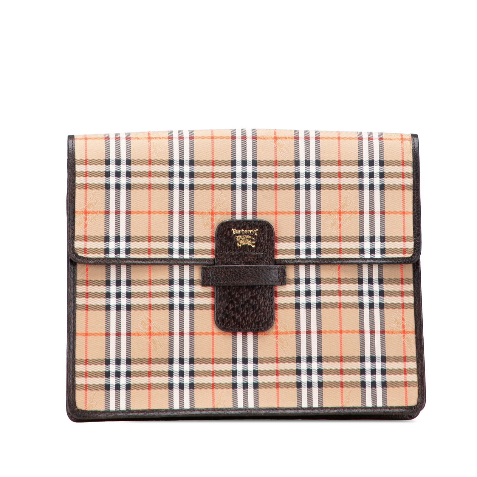 Burberry Haymarket Check Canvas Clutch Bag with Leather Trim (1 of 11)