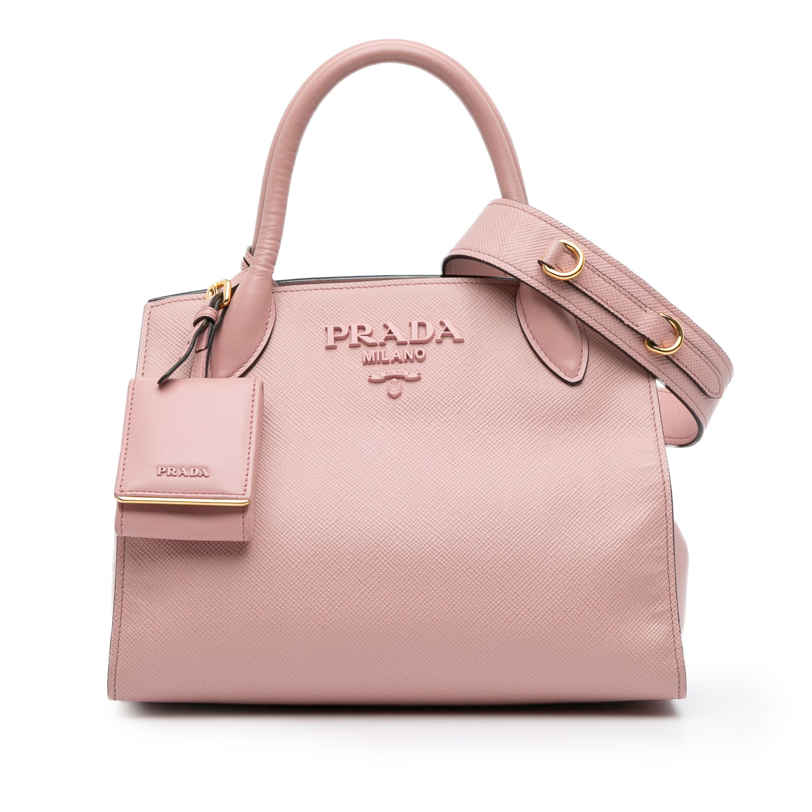 Prada Small Saffiano Cuir Monochrome Tote Pink Leather Bag (1 of 10)