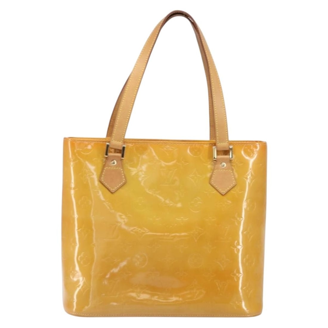 Louis Vuitton Monogram Vernis Patent Leather Houston Bag Beige: Louis Vuitton Monogram Vernis Patent Leather Houston Bag Beige This Louis Vuitton Houston handbag for women features beige patent leather with the iconic monogram Vernis finish. It presents signs of w