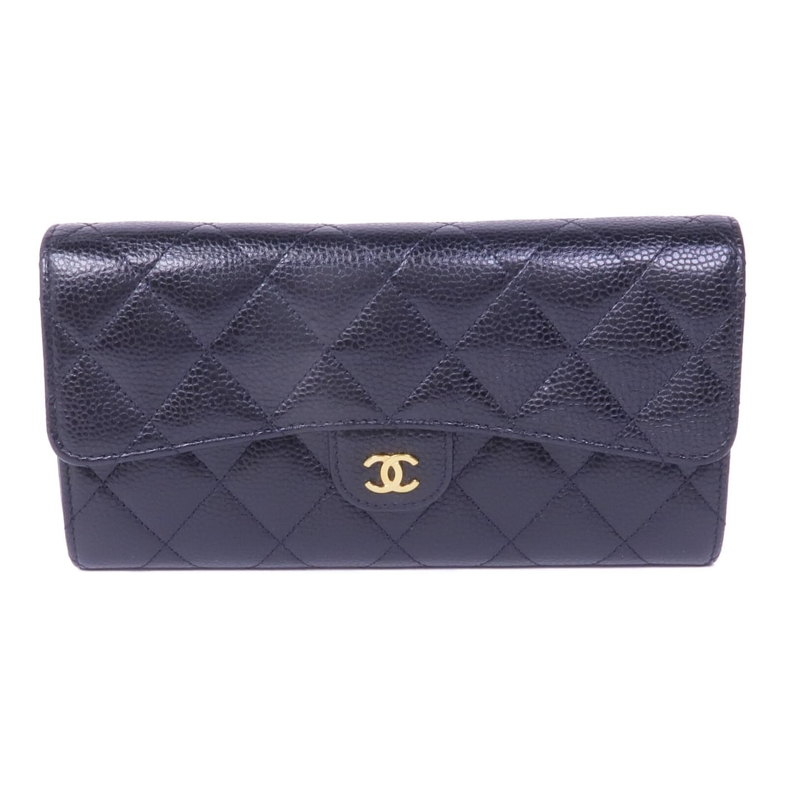 Black Calfskin Long Bifold Wallet by CHANEL with Gold Tone CC Logo: Black Calfskin Long Bifold Wallet by CHANEL with Gold Tone CC Logo This CHANEL long bifold wallet is crafted from black calfskin leather and features the signature CC logo. Made in France, it offers a
