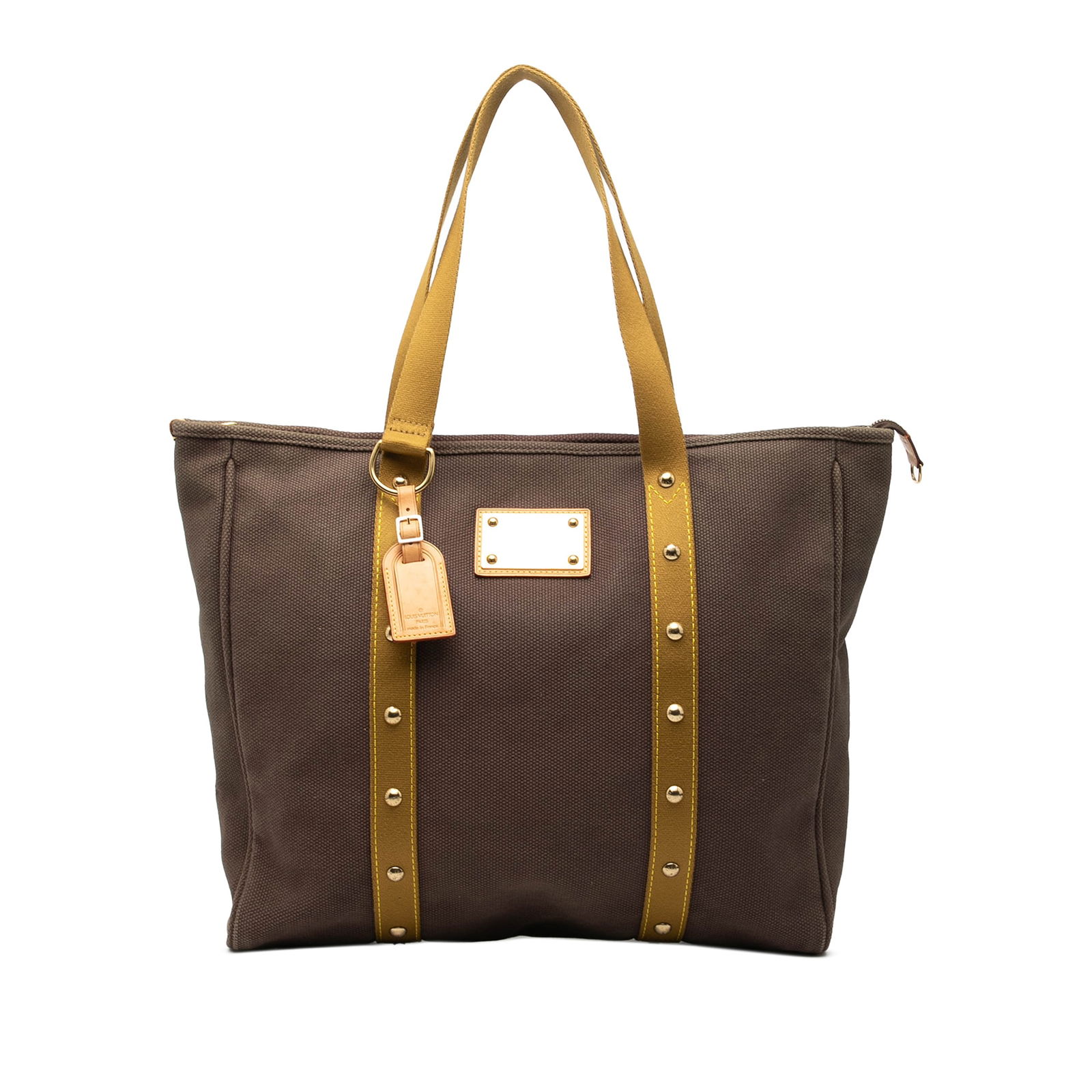 Louis Vuitton Antigua Cabas GM Brown Canvas Shoulder Tote Bag: Louis Vuitton Antigua Cabas GM Brown Canvas Shoulder Tote Bag The Louis Vuitton Antigua Cabas GM is a brown canvas shoulder bag featuring flat shoulder straps, a top zip closure, and an interior slip