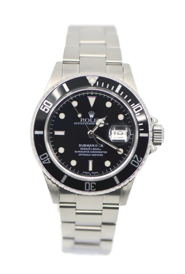 Submariner 16610 Black Dial Stainless Steel Rolex Automatic Wristwatch 40mm with Box (1 of 6)
