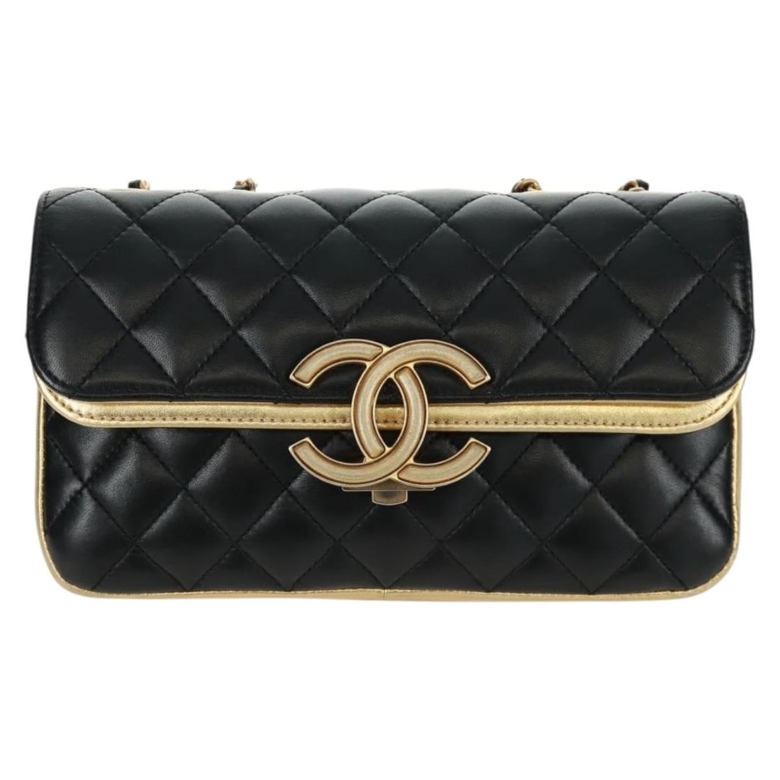 Chanel Double Flap Quilted Lambskin Shoulder Bag Black (1 of 18)