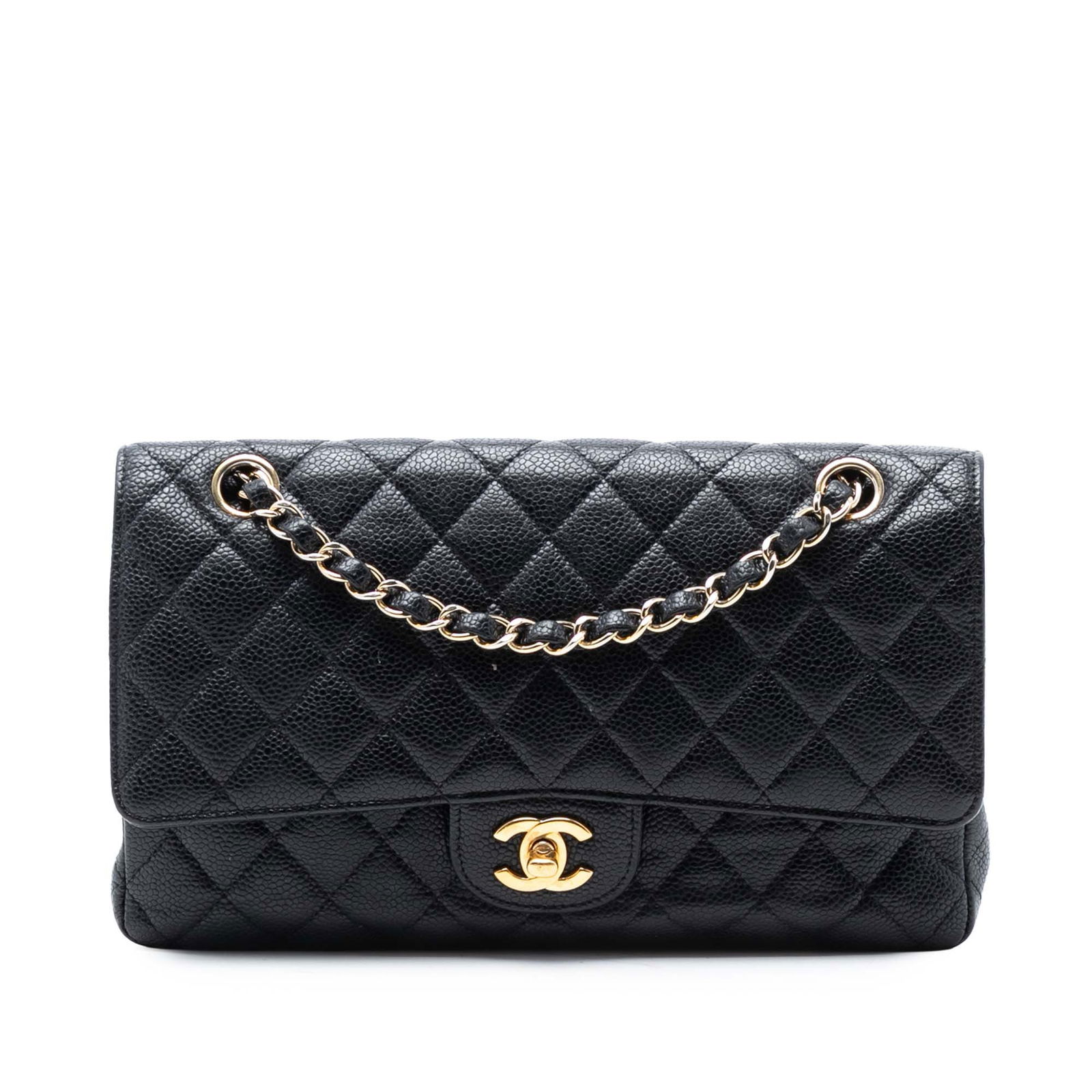 Black Chanel Caviar Leather Medium Double Flap Quilted Shoulder Bag (1 of 7)