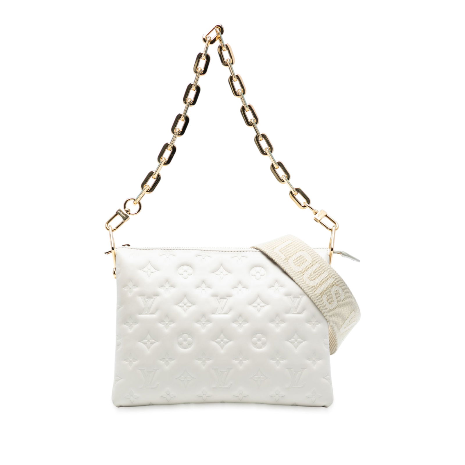 Louis Vuitton Monogram Embossed Lambskin Coussin PM White Bag (1 of 7)