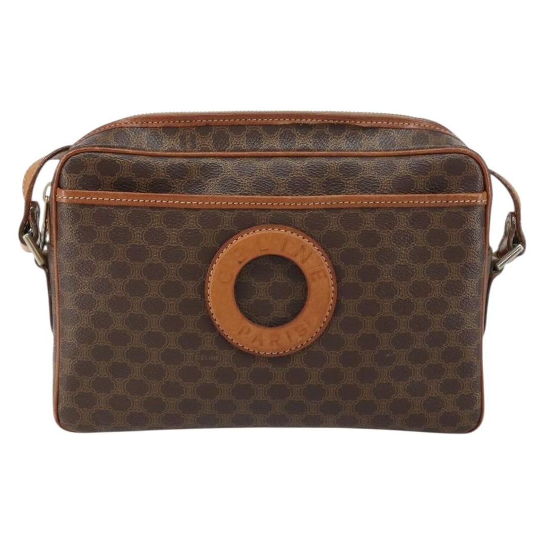 Vintage Celine Macadam Canvas Leather Shoulder Bag Brown (1 of 18)