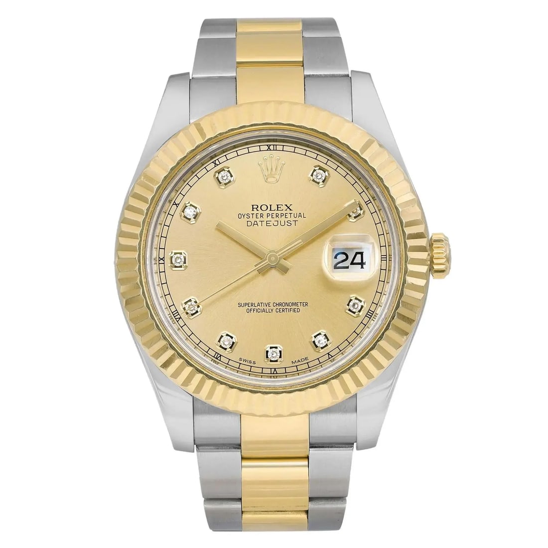 Rolex Datejust II 116333 Luxury Watch 18K Yellow Gold Diamond Dial: Rolex Datejust II 116333 Luxury Watch 18K Yellow Gold Diamond Dial This Rolex Datejust II wristwatch combines luxury with functionality, featuring an elegant 18K yellow gold and stainless steel constr